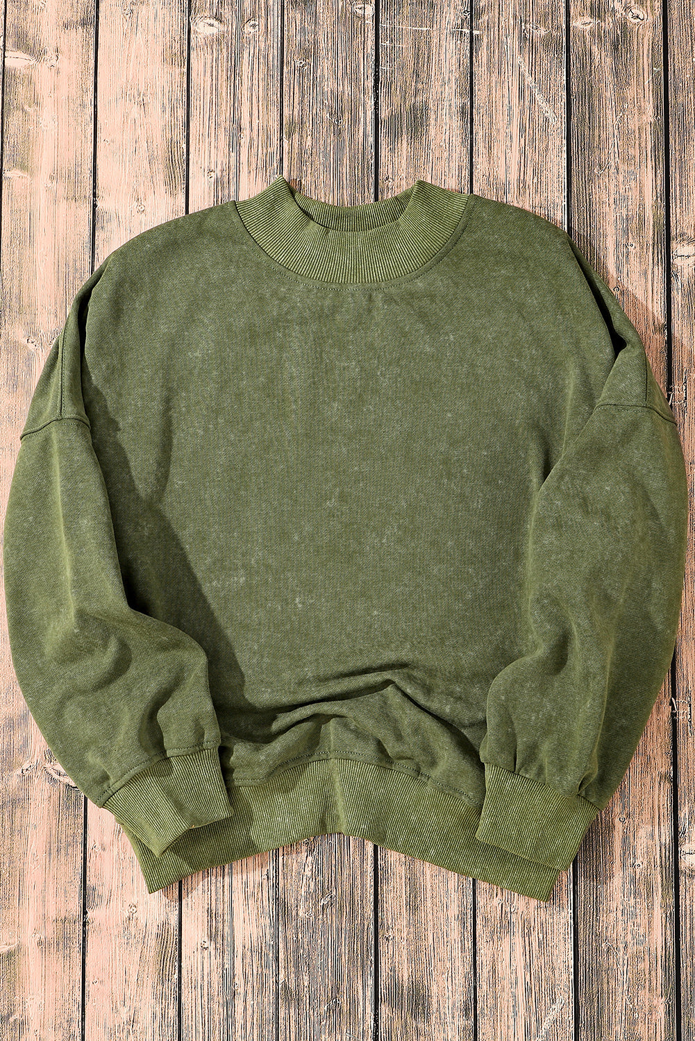 Drop Shoulder Crew Neck Pullover Sweatshirt | Green