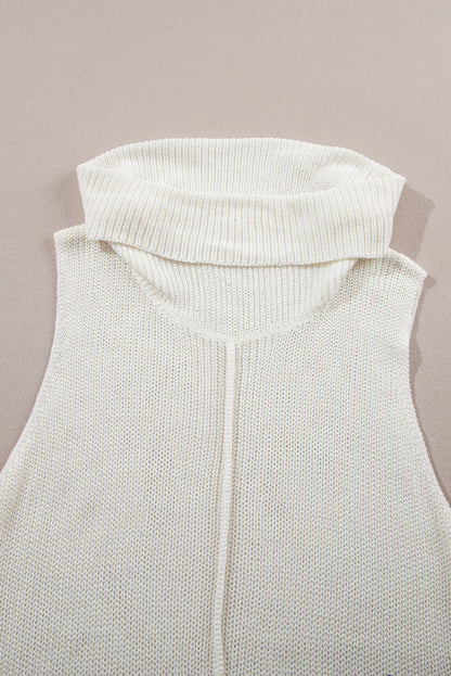 Central Seam Cowl Neck Sweater Vest | White