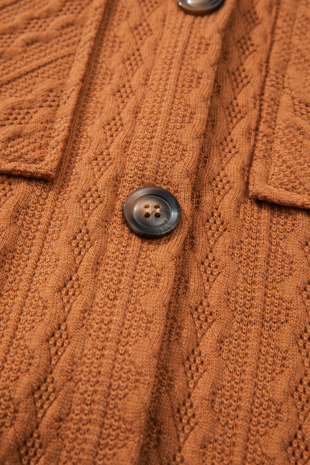 Textured Knit Oversize Flap Pocket Shacket | Orange