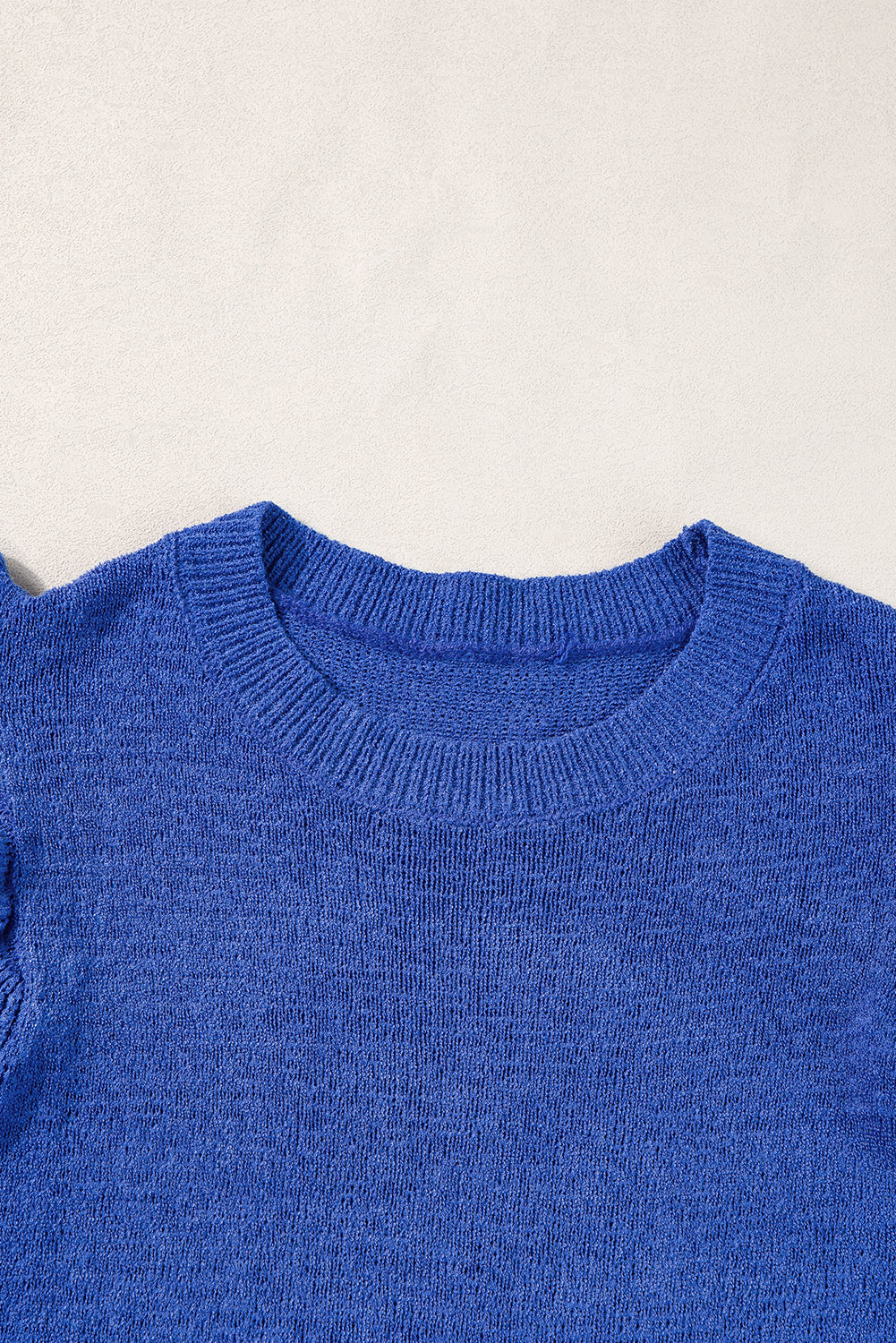 Ruffle Sleeve Knitted Sweater Top | Dark Blue