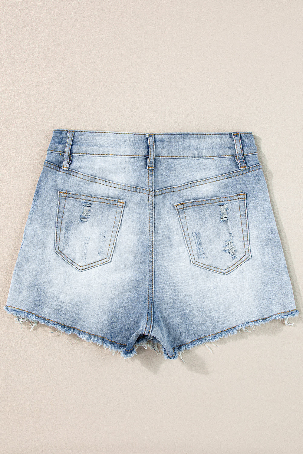 Vintage Washed Raw Edge Jean Shorts | Light Blue