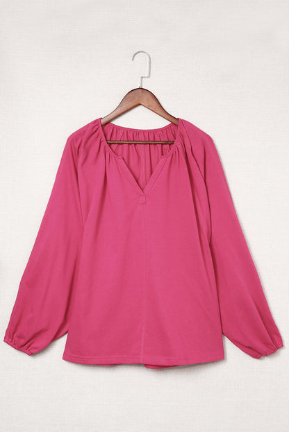 Split V Neck Dolman Top | Rose