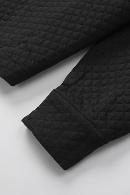 Retro Quilted Flap Pocket Button Shacket | Black