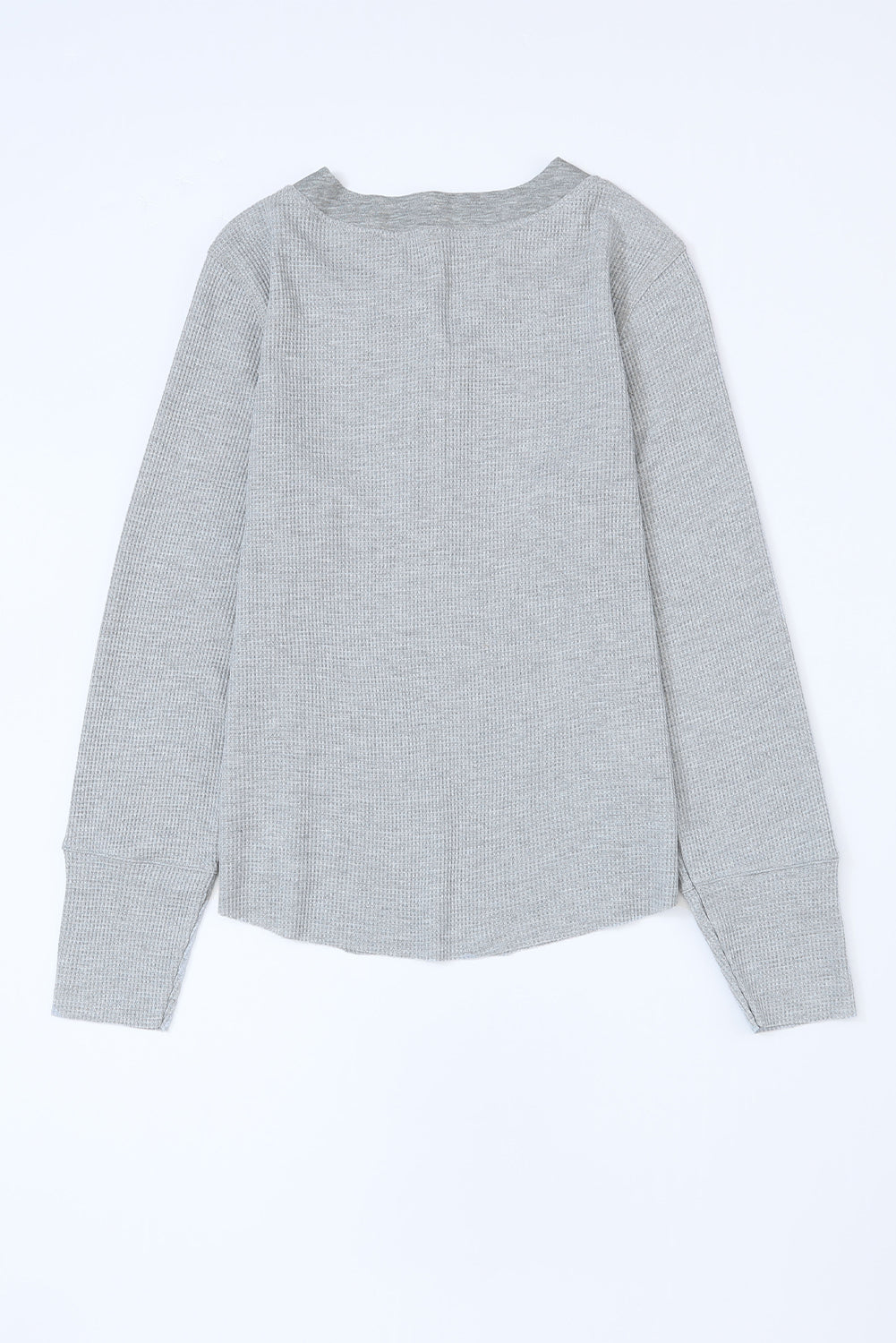 Trimmed Neckline Waffle Knit Henley Top | Gray