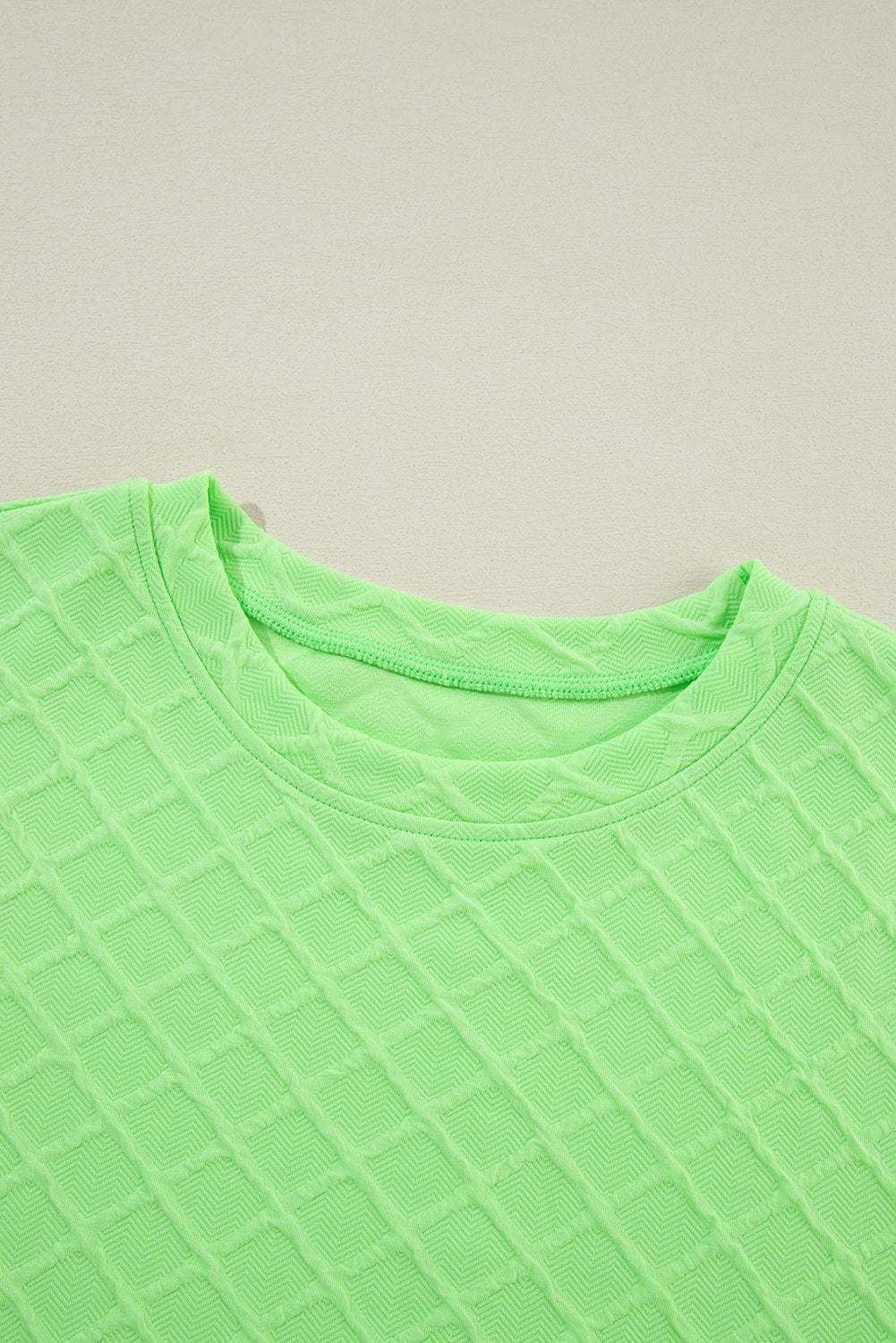 Checkered Textured Tee And Drawstring Shorts | Light Green