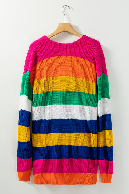 Striped Print Longline Cardigan | Multicolour