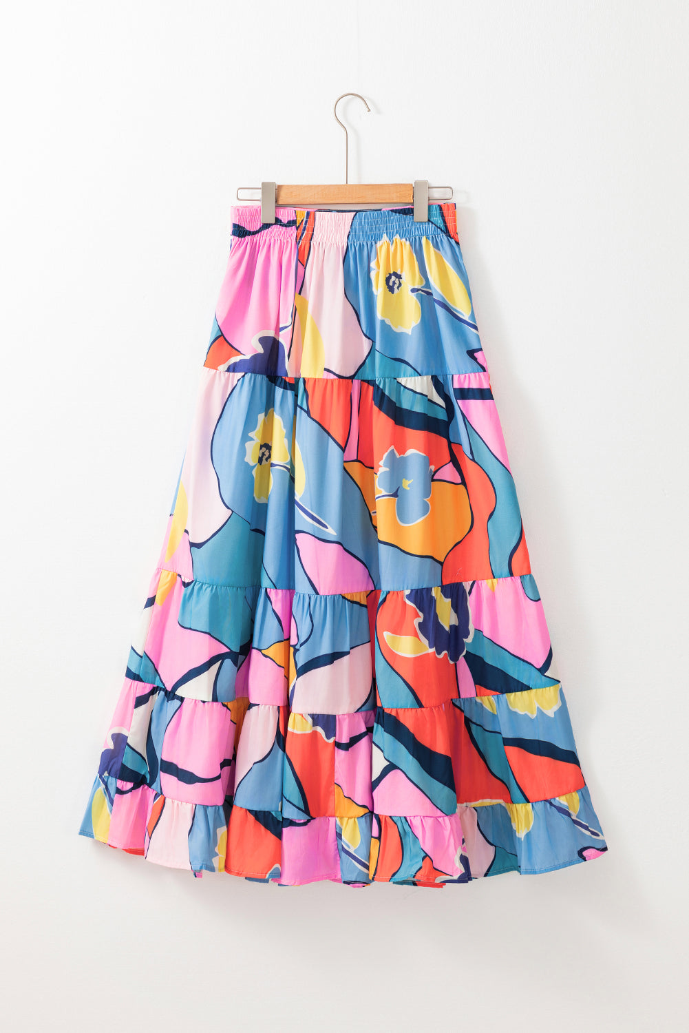 Printed Pocketed High Waist Maxi Skirt | Pink