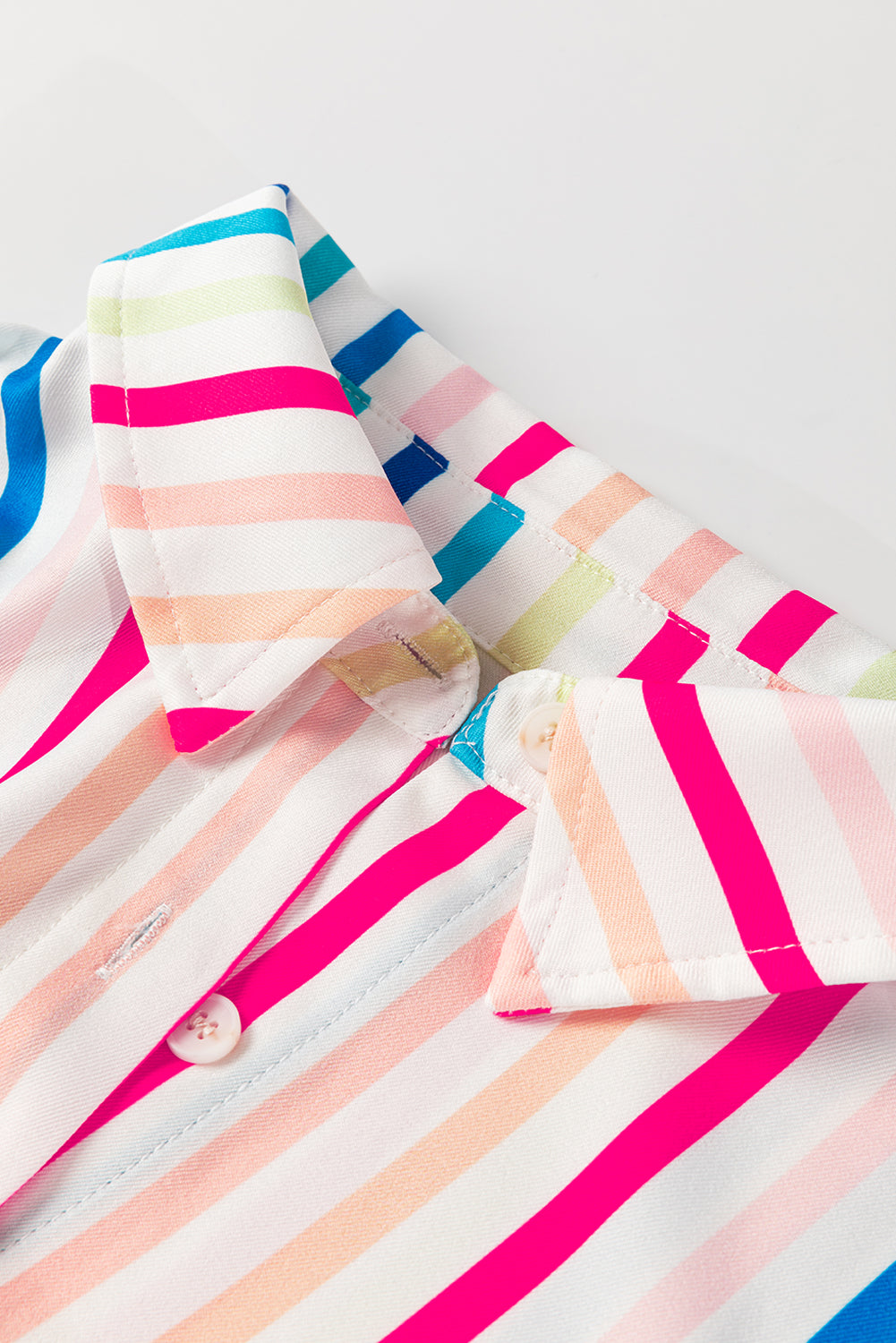 3/4 Sleeve Button Up Casual Shirt | Pink Stripe