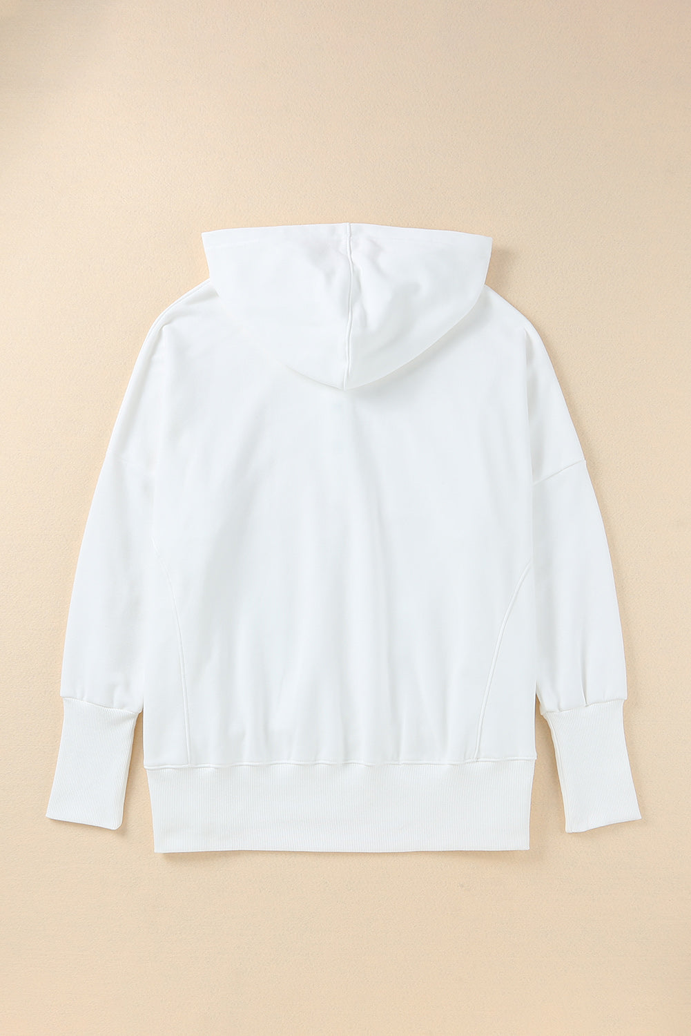 Batwing Sleeve Pocketed Henley Hoodie | White