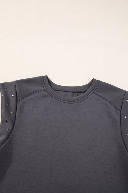 Studded Short Sleeve Top | Dark Grey