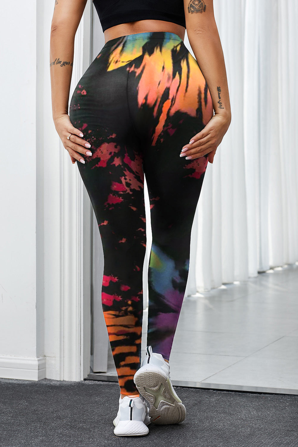 Tie Dye Hollow Out Fitness Activewear Leggings | Multicolour