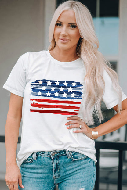 American Flag Graphic Fashion Tee | White