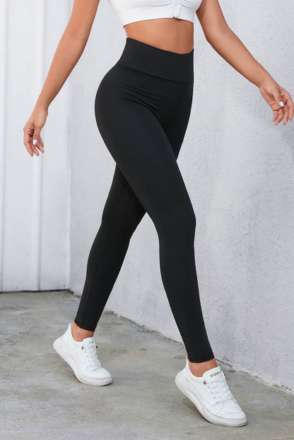 Criss Cross Tummy Control High Waist Leggings | Black