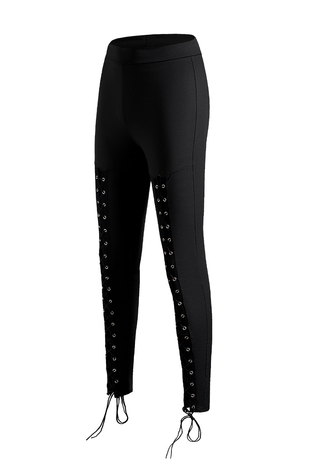 Grommet Lace Up Front Leggings | Black