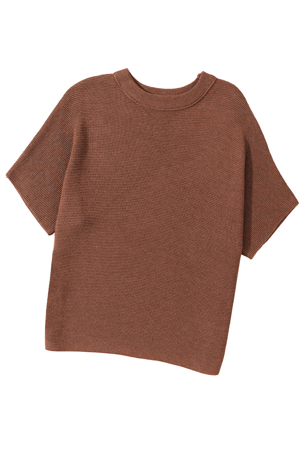 High Neck Short Bat Sleeve Sweater | Coffee