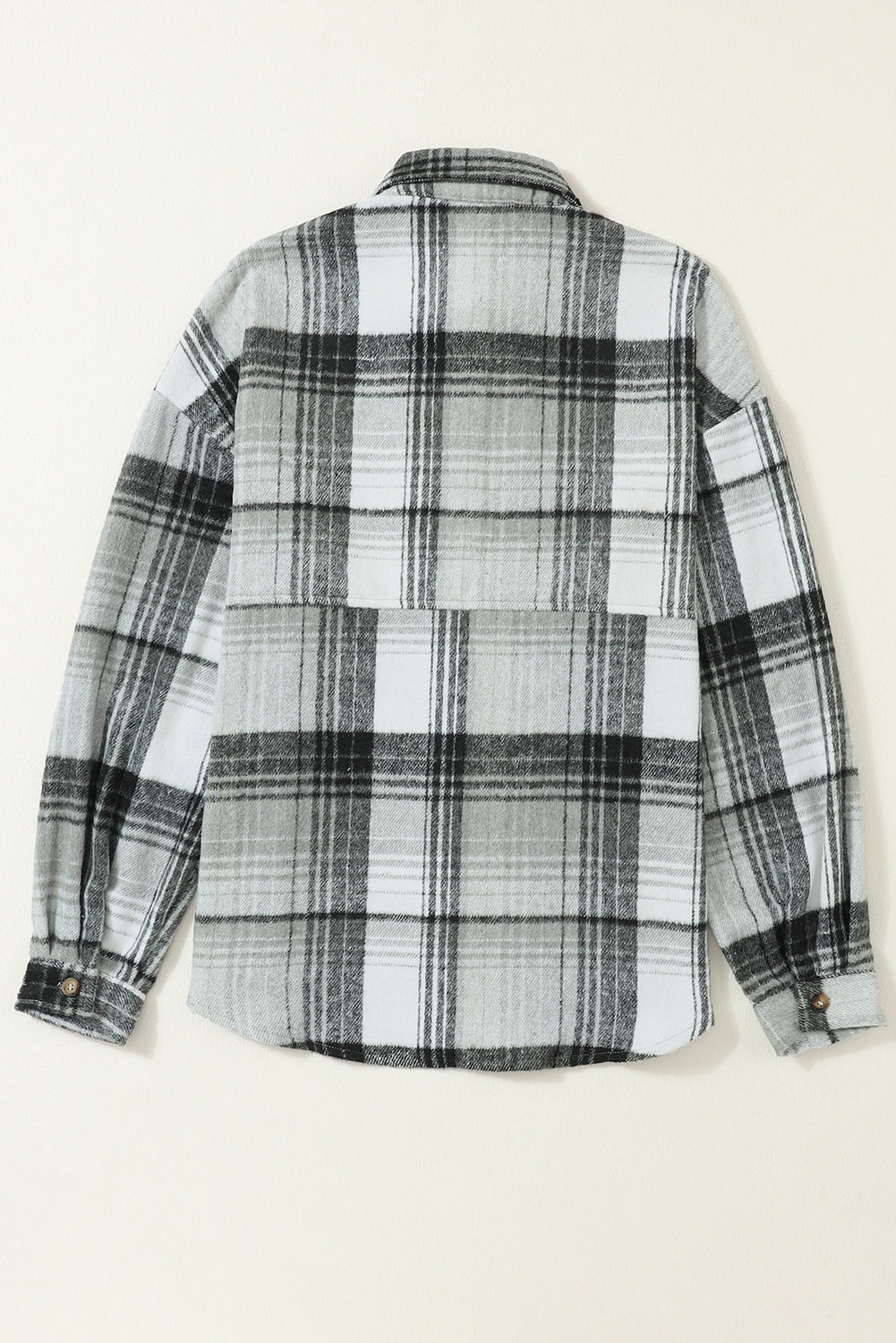 Plaid Flap Pockets Shacket | Medium Grey