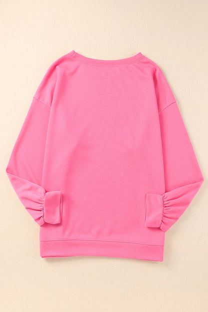 May Contain Wine Crew Neck Plus Size Sweatshirt | Pink