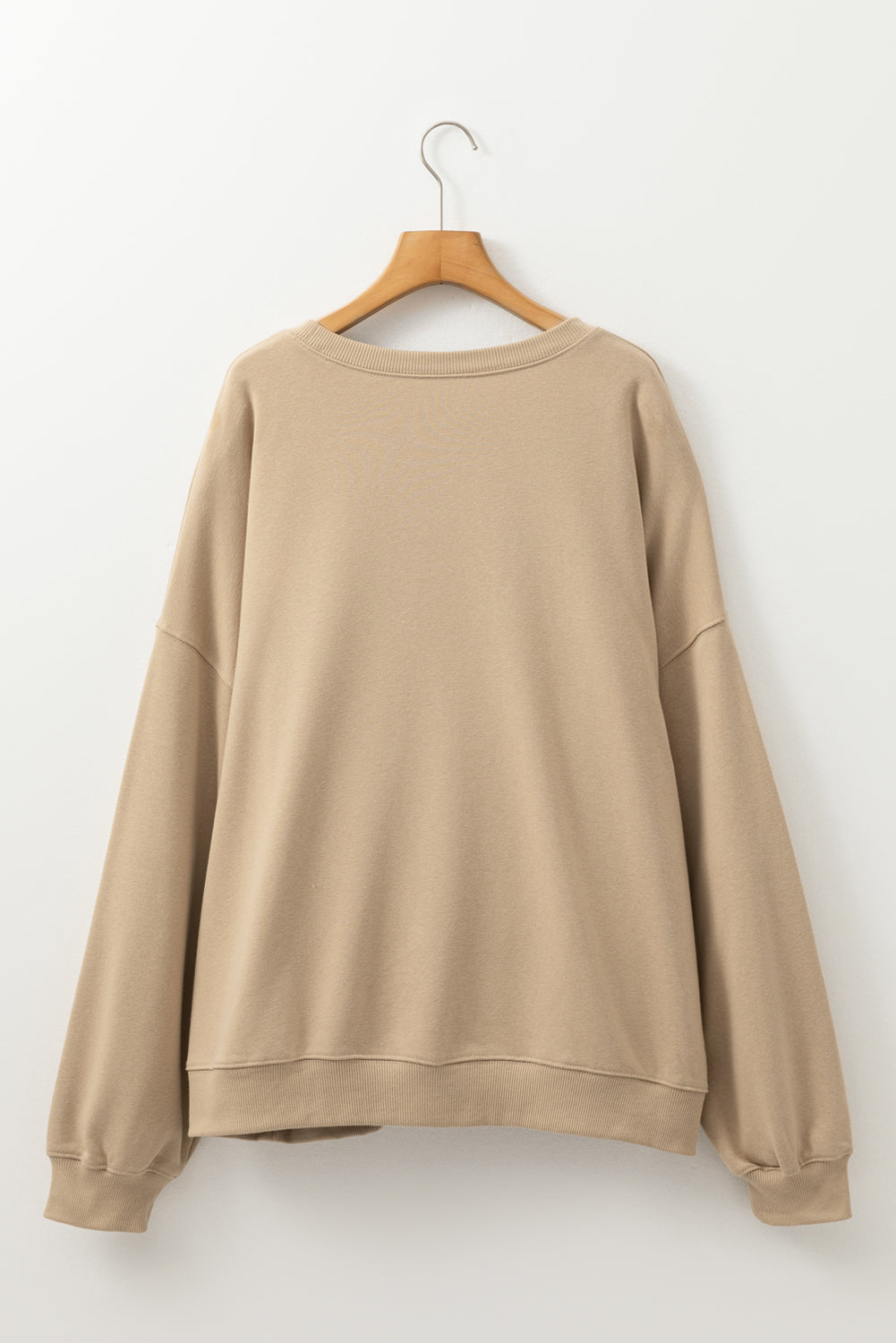 Thankful Embroidered Crew Neck Plus Size Sweatshirt | Apricot