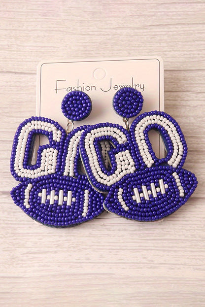 Beaded Go Rugby Football Earrings | Bluing