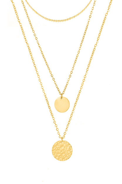 Multi Layer Disc Pendant Alloy Necklace | Gold