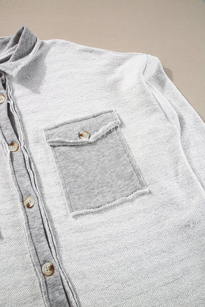 Contrast Flap Pockets Relaxed Shacket | Gray