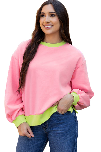 Colourblock Bubble Sleeve Sweatshirt | Pink