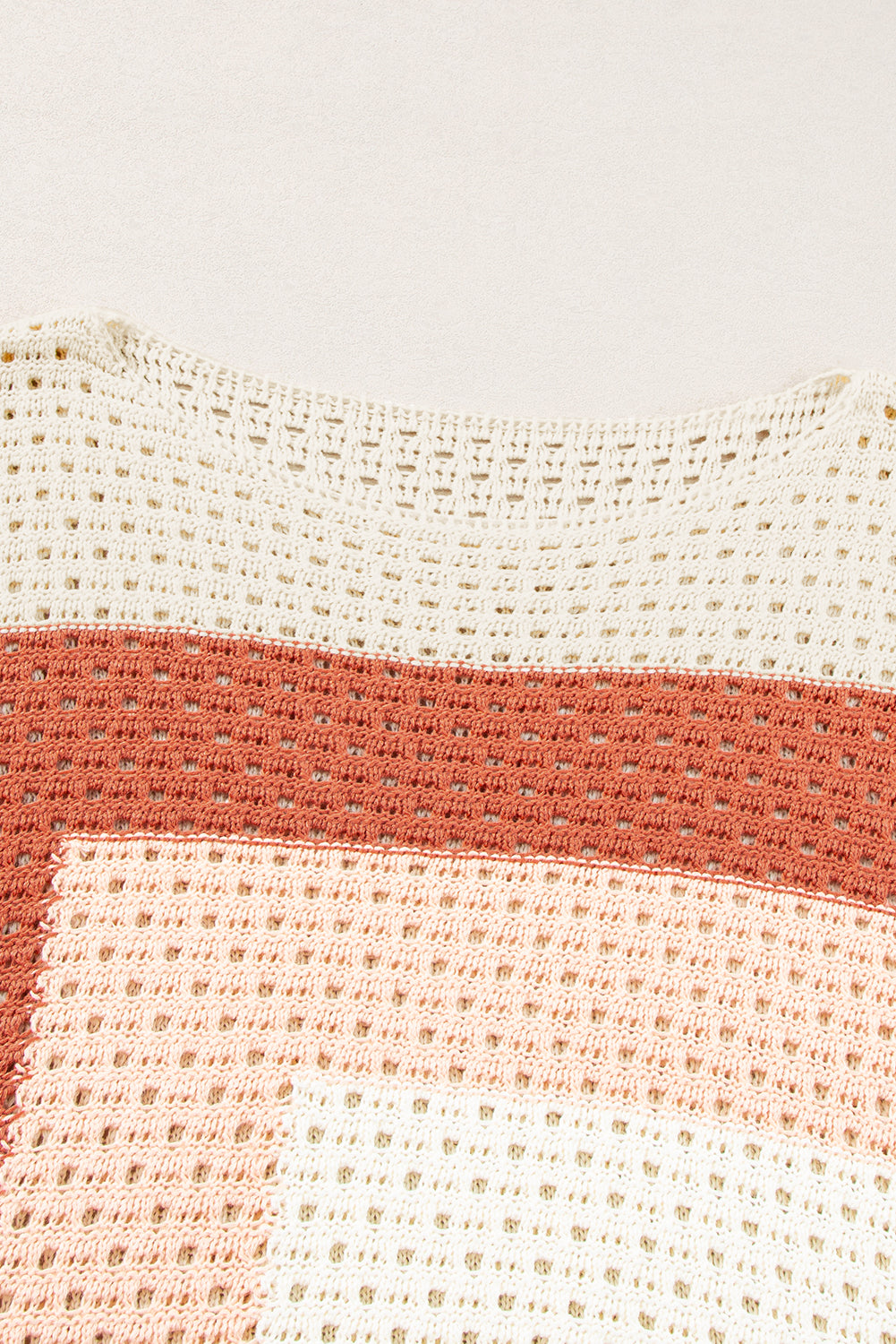 Pointelle Knit Colourblock Baggy Sweater | Apricot