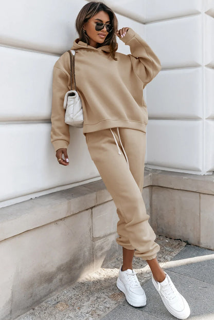 Chunky Two-Piece Hooded Sweatsuit | Pale Khaki