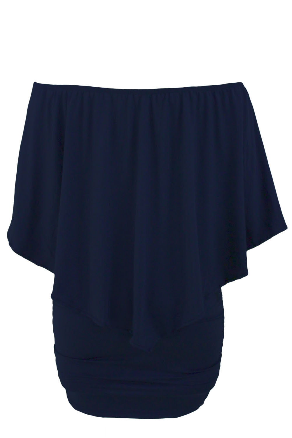 Multiple Dressing Layered Dark Blue Mini Poncho Dress | as shown