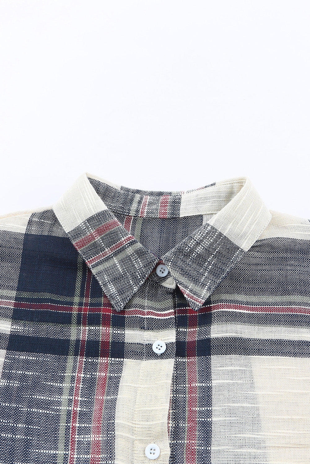 Distressed Raw Edge Plaid Print Shirt | Blue