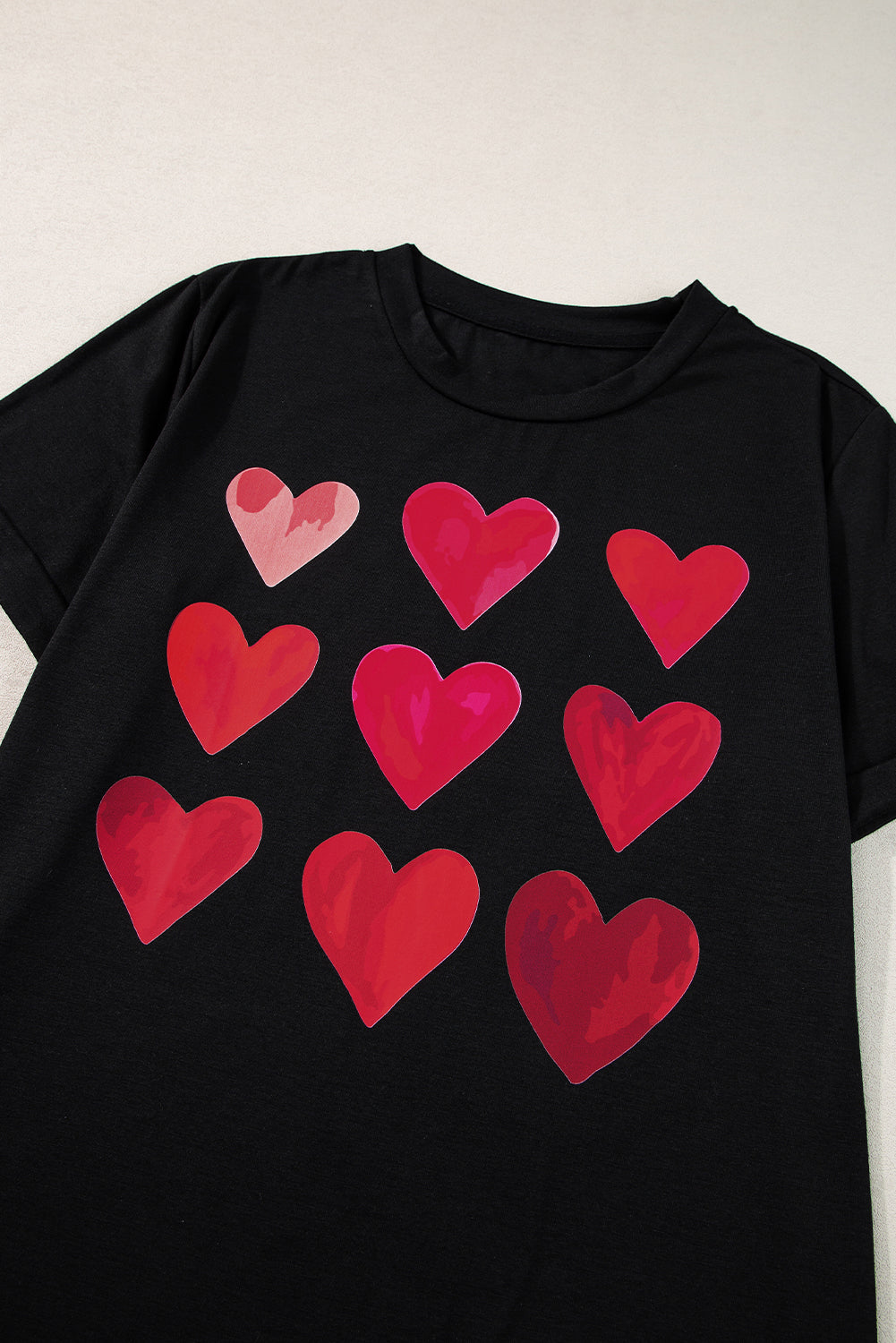 Valentine'S Day Heart Graphic Tee | Black