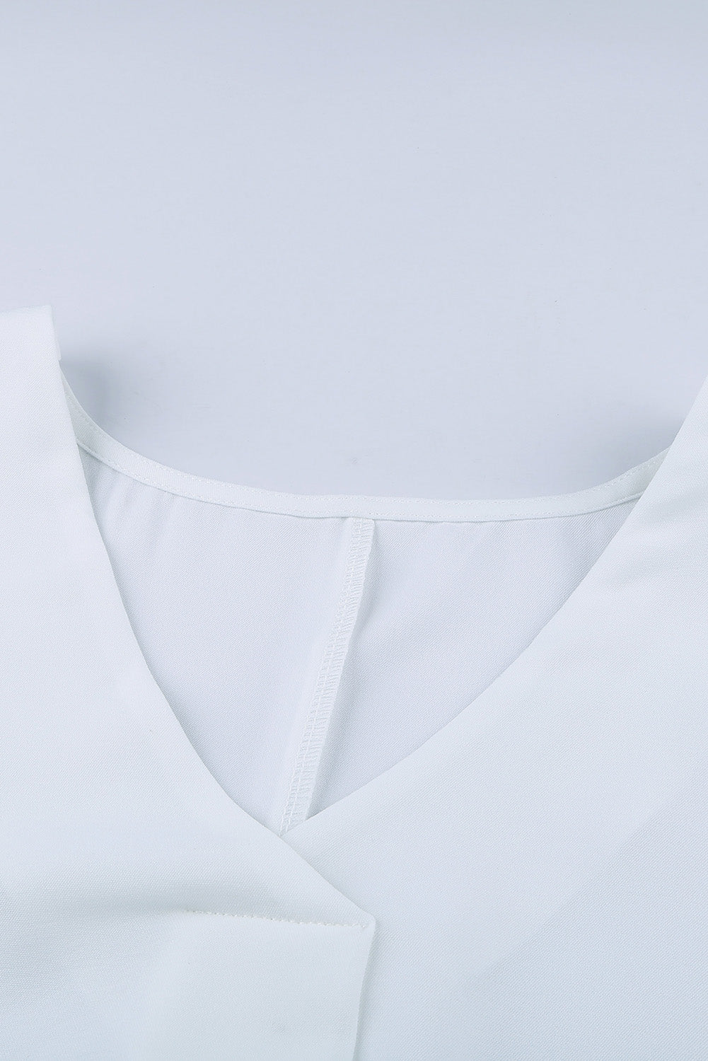 V Neck 3/4 Sleeve High Low Hem Shirt | White