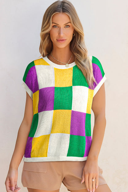 Colour Block Cap Sleeve Sweater | Tillandsia Purple