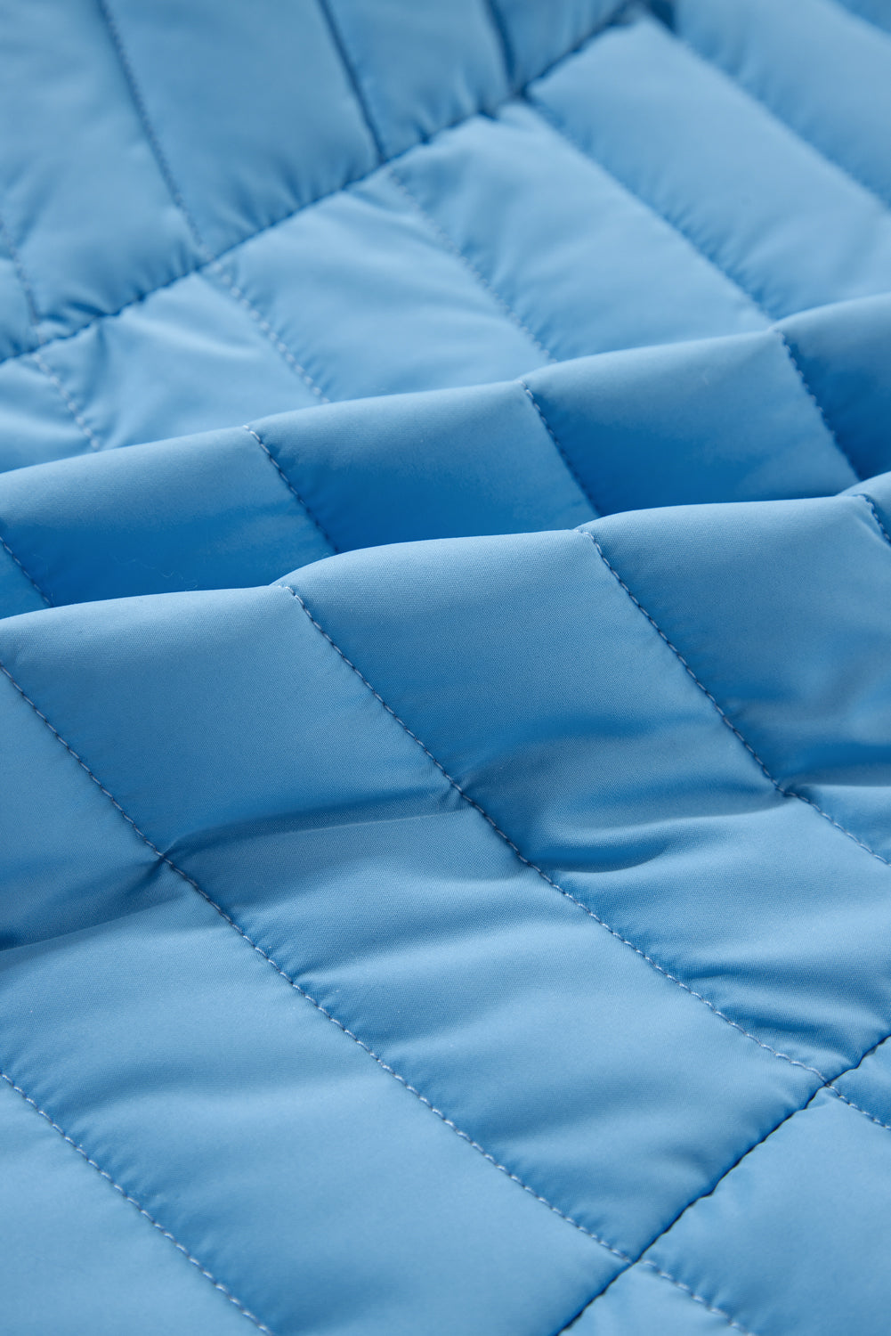 Plush Collared Quilted Zipped Puffer Vest | Sky Blue