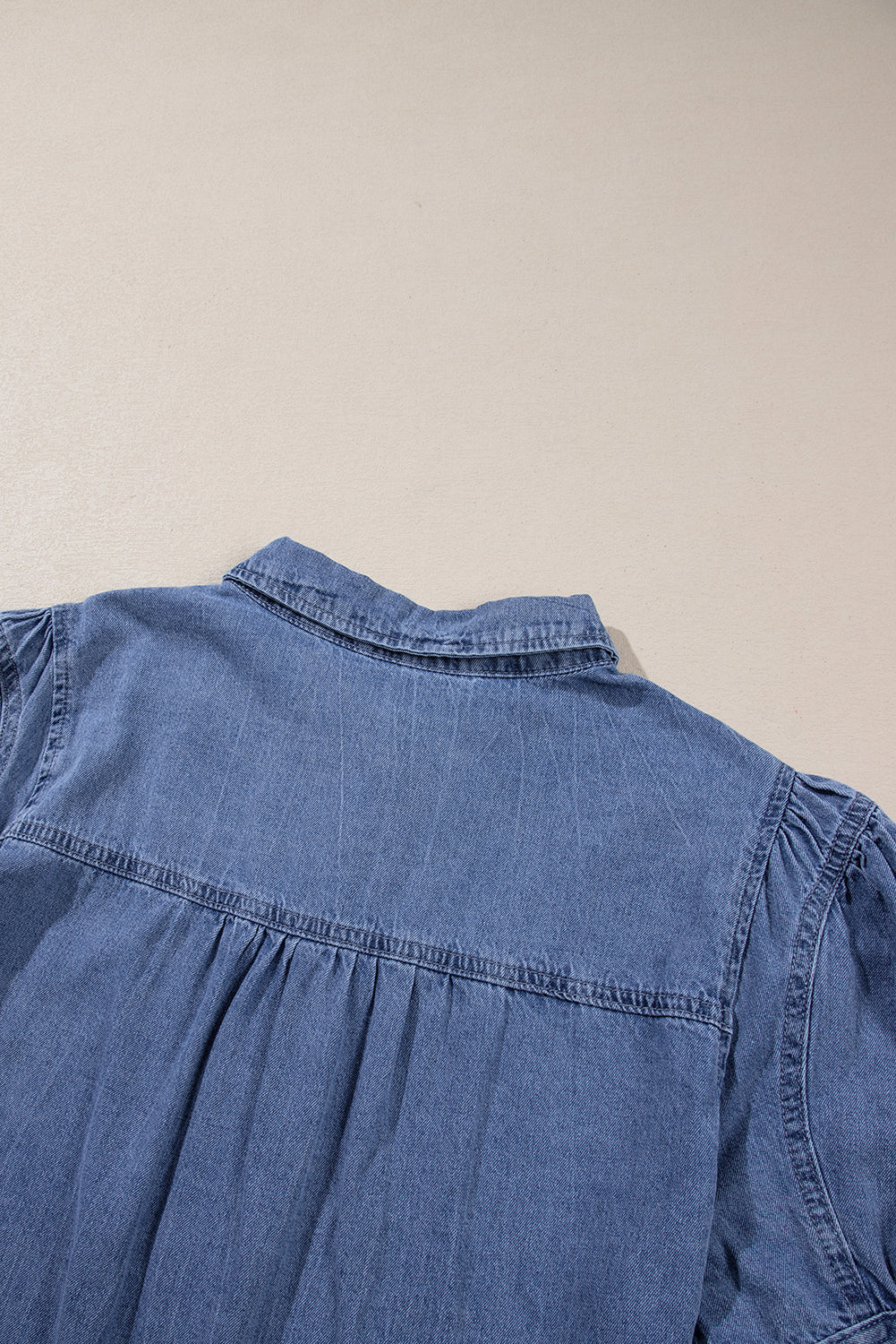 Bubble Sleeve Button Up Denim Shirt | Ashleigh Blue