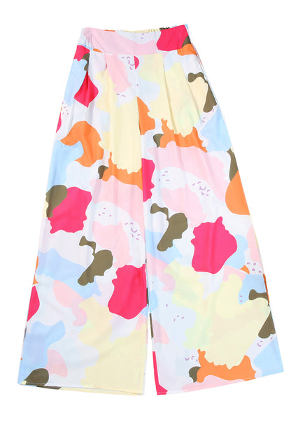 Colour Palette Print Flowy Wide Leg Pants | Multicolour