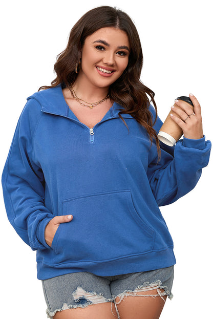 Plus Size Mineral Wash Zip Up Hoodie | Bluing