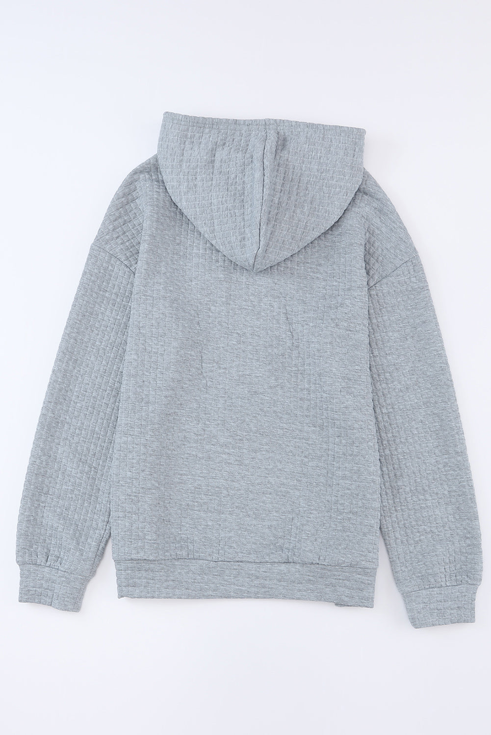 Quilted Kangaroo Pocket Drawstring Hoodie | Gray