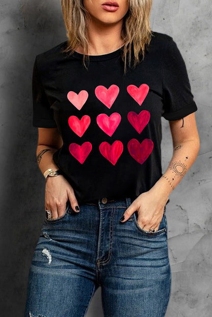 Valentine'S Day Heart Graphic Tee | Black