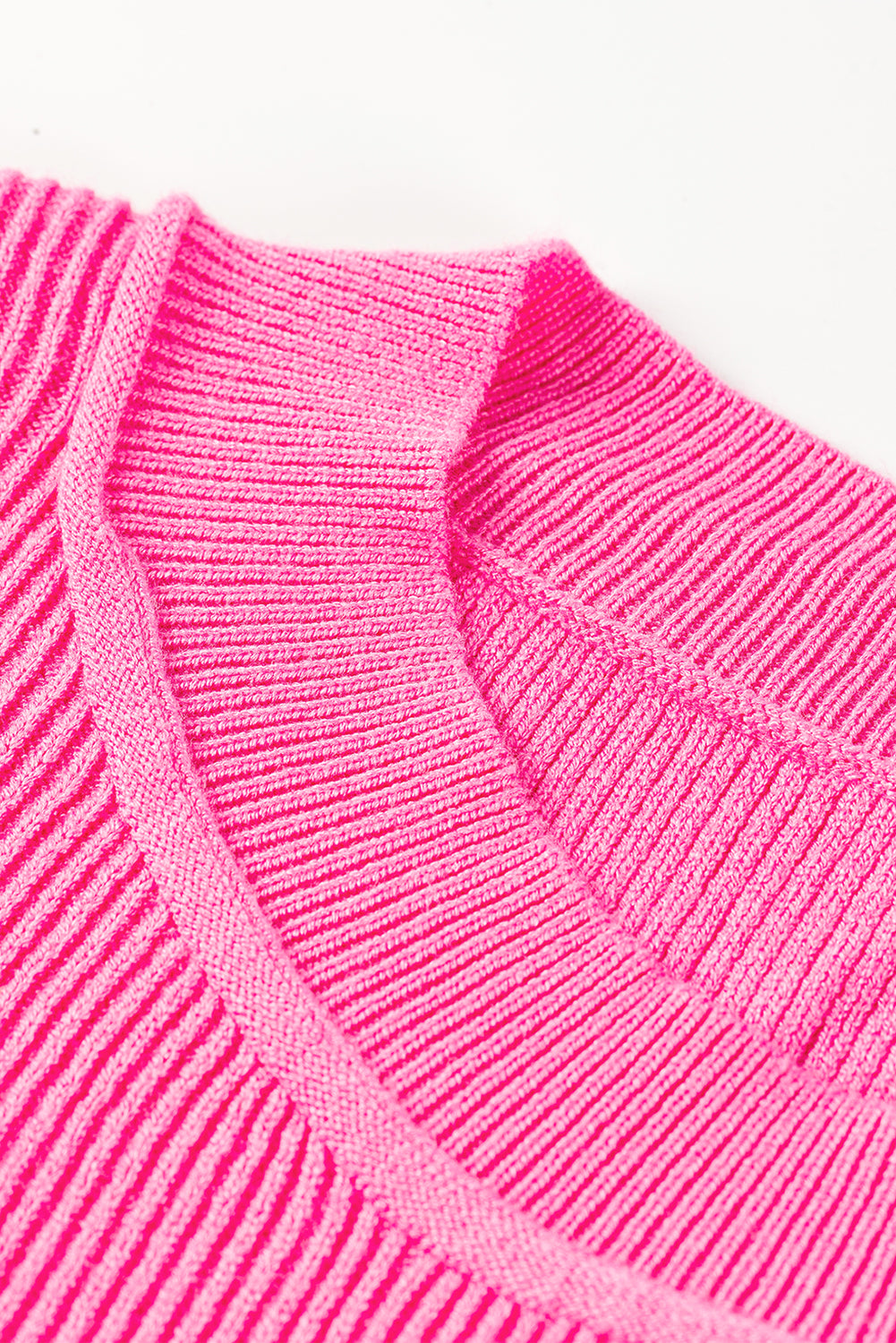 Ribbed Trim Drop Shoulder Baggy Sweater | Dark Pink