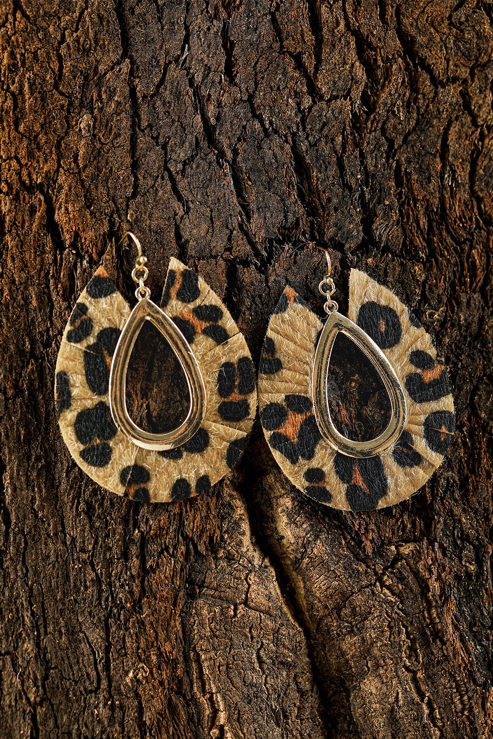 Leopard Print Hollow Out Drop Earrings | Chestnut