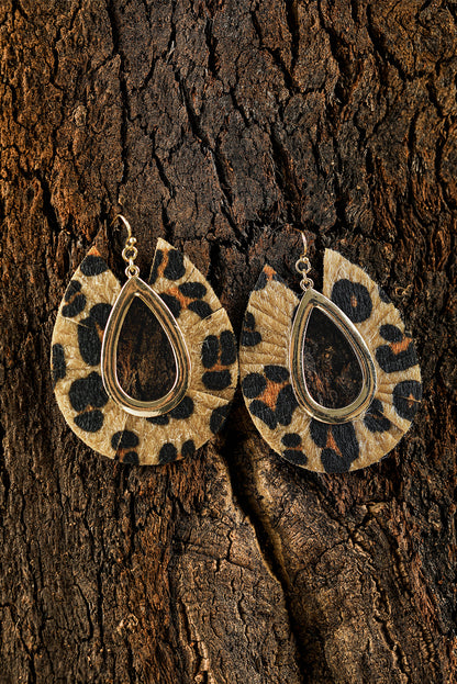 Leopard Print Hollow Out Drop Earrings | Chestnut