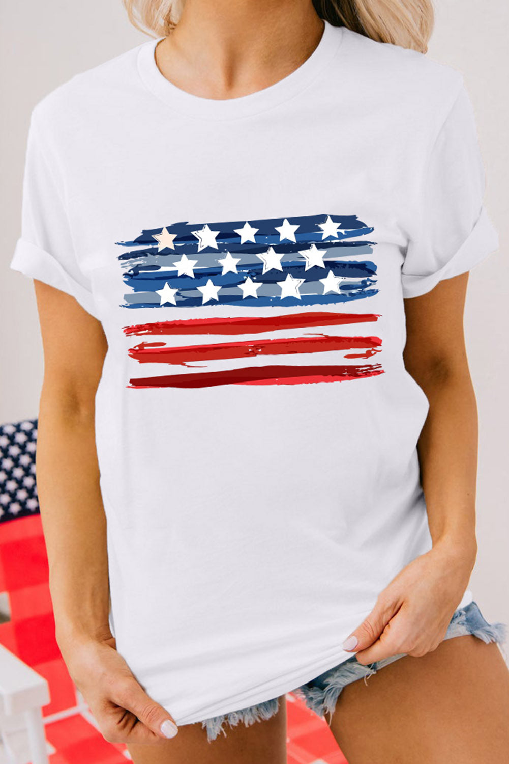 American Flag Graphic Fashion Tee | White