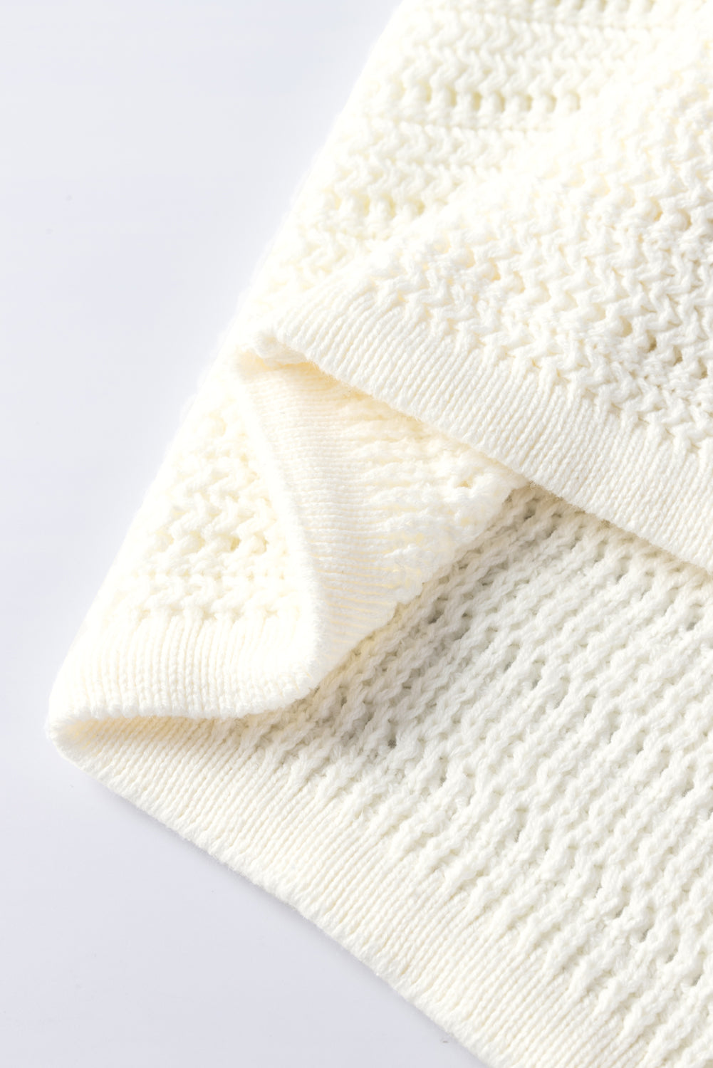 Daisy Flower Pointelle Knit Sweater | White