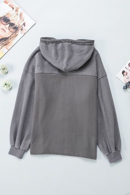 Flap Pocket Drawstring Hood Zip Up Jacket | Gray