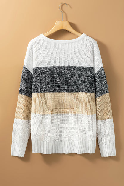 Colour Block Drop Shoulder Knit Sweater | Multicolour