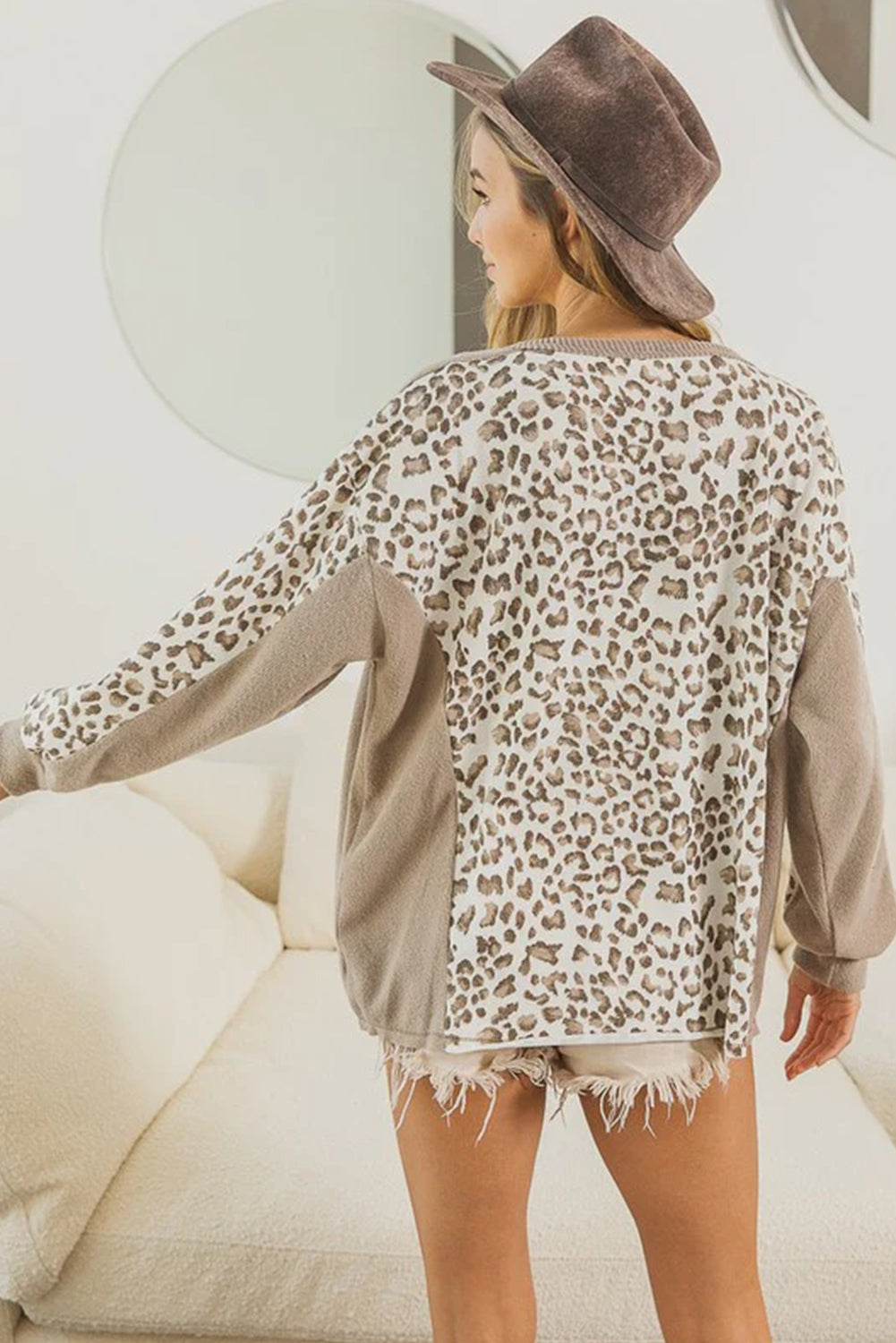 Print Crew Neck Long Sleeve Top | Leopard