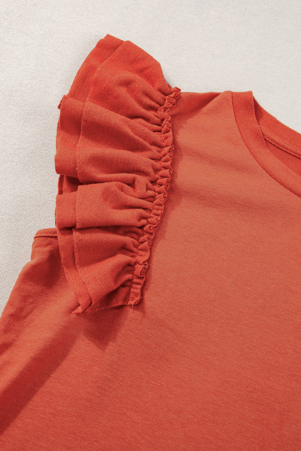 Tiered Ruffled Sleeve Crew Neck T Shirt | Orange