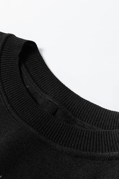 Solid Colour Slim Fit Lightweight Crew Neck Sweater | Black