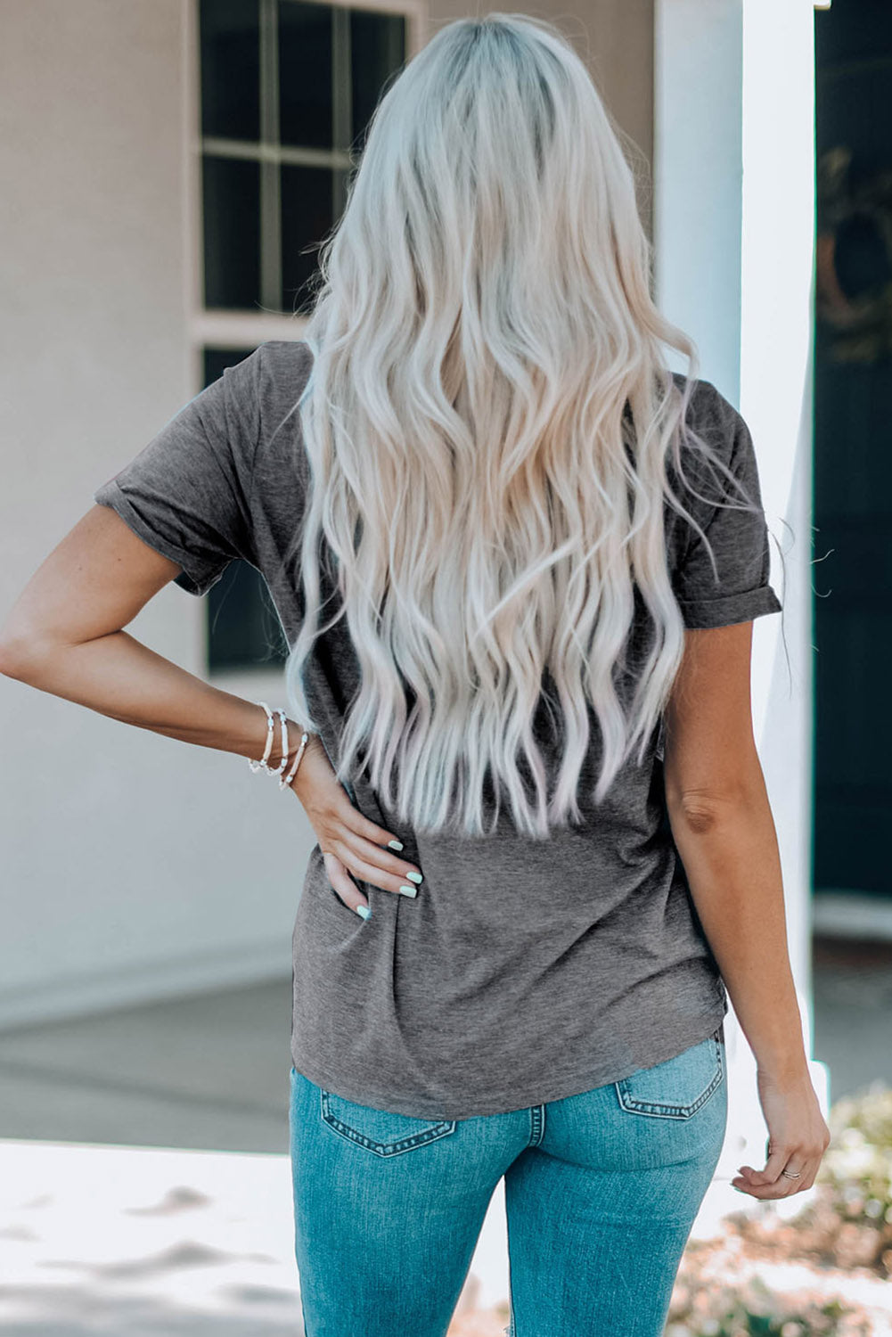 Usa Starry Graphic Casual Tee | Gray